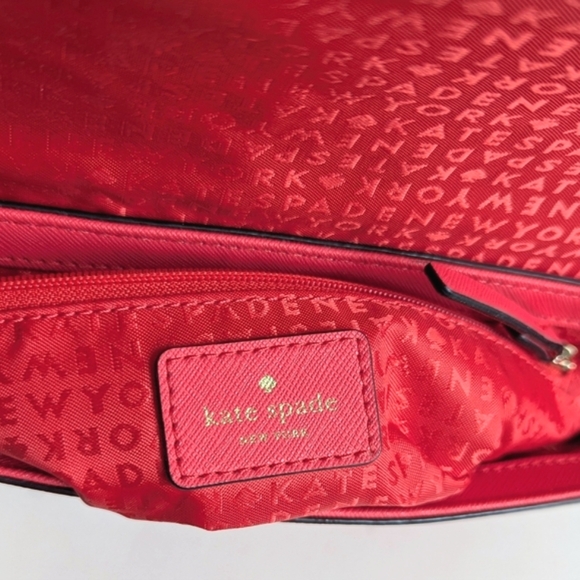 Kate Spade New York Laurel Way Greer Genuine Leather Crossbody Bag Coral Red - Picture 11 of 16